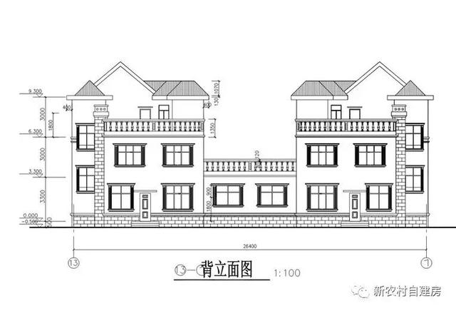 三層農(nóng)村別墅設(shè)計圖，造價32萬，可獨(dú)棟雙拼自由組合