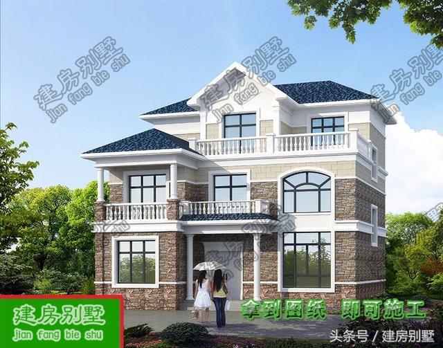 開間12，進深11.5兩層半別墅圖紙，有書房還有大露臺