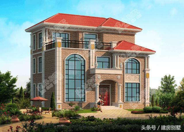 13米x9.8米三層農村自建別墅，農村歐式風正在興起