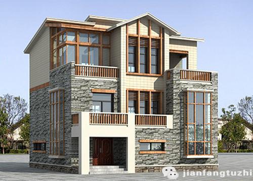 帶玻璃花房矮層車庫三層別墅圖紙10.2*11.1，功能齊全，主體造價30萬左右