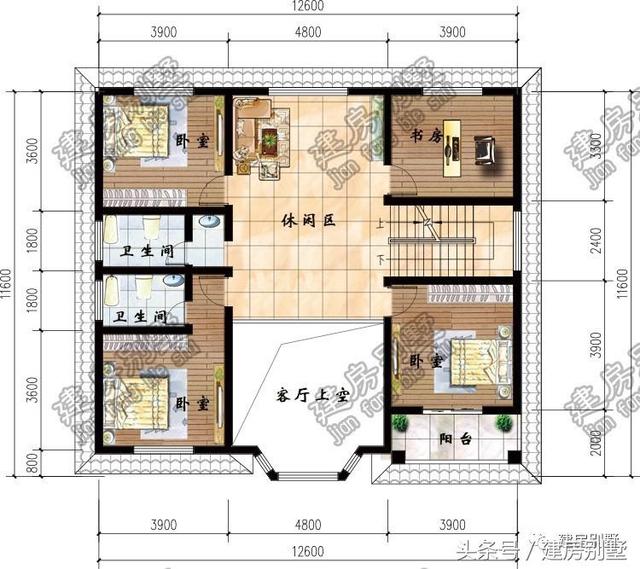 12.6×11.6米二層農(nóng)村別墅，老爸老媽喜歡的不得了