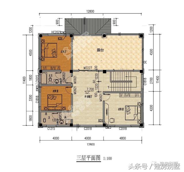 12.8×11.4米三層農(nóng)村別墅，多少人盼了一輩子就為這套房