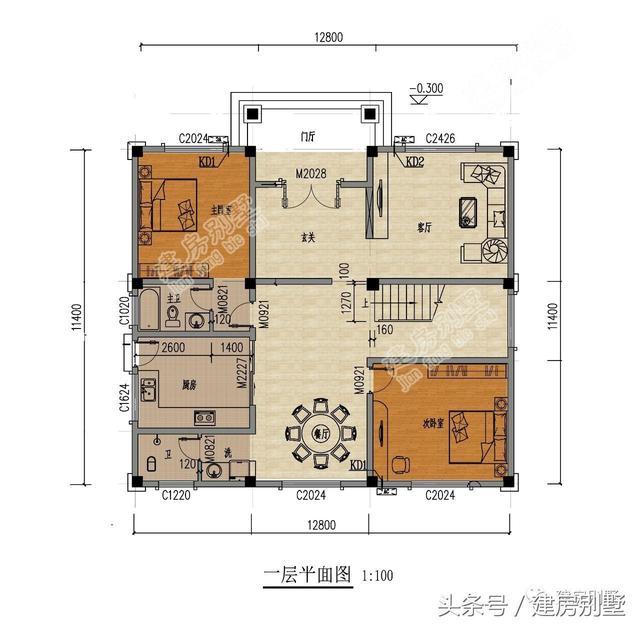 12.8×11.4米三層農(nóng)村別墅，多少人盼了一輩子就為這套房