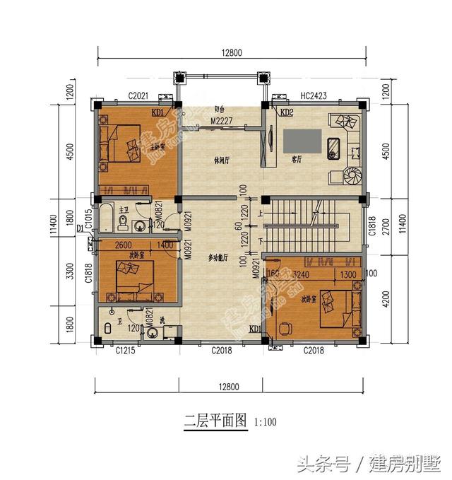 12.8×11.4米三層農(nóng)村別墅，多少人盼了一輩子就為這套房
