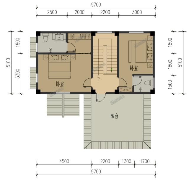 9.7x9米二層中式住宅，小巧不小氣