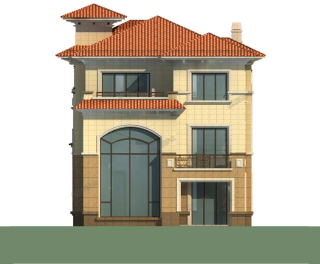 三層帶地下室歐式別墅，采光井設(shè)計(jì)改善地下室環(huán)境