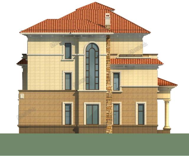 三層帶地下室歐式別墅，采光井設(shè)計(jì)改善地下室環(huán)境