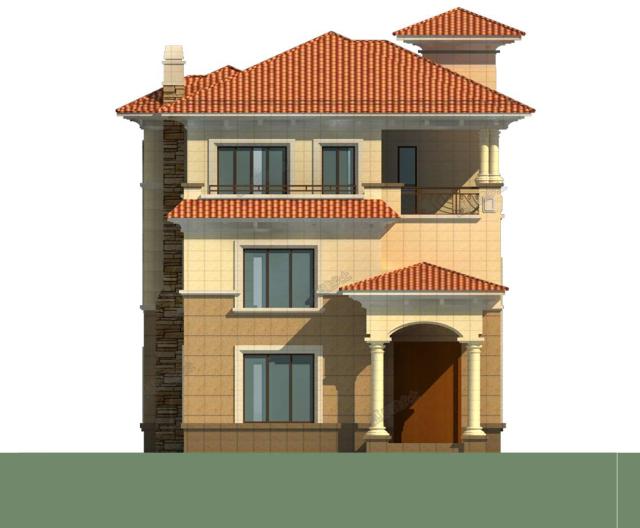 三層帶地下室歐式別墅，采光井設(shè)計(jì)改善地下室環(huán)境