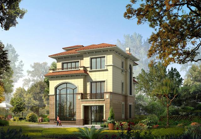 三層帶地下室歐式別墅，采光井設(shè)計(jì)改善地下室環(huán)境