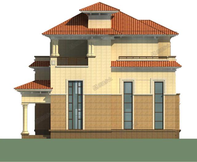 三層帶地下室歐式別墅，采光井設(shè)計(jì)改善地下室環(huán)境