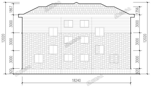 18x11米三層簡歐雙拼別墅，內(nèi)部完全對稱，外觀整體感強