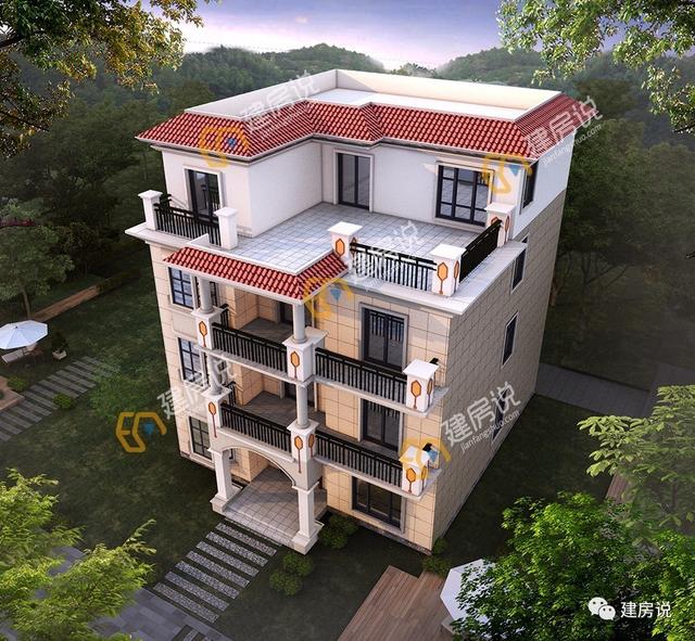 帶堂屋的四層農(nóng)村別墅，造型獨(dú)特優(yōu)美，經(jīng)濟(jì)實(shí)用
