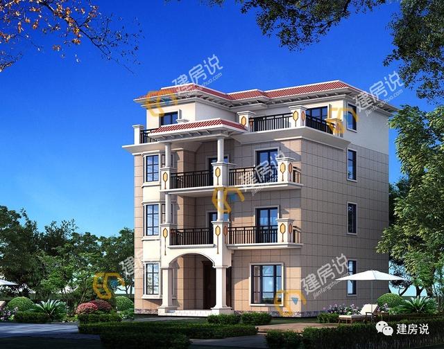 帶堂屋的四層農(nóng)村別墅，造型獨(dú)特優(yōu)美，經(jīng)濟(jì)實(shí)用