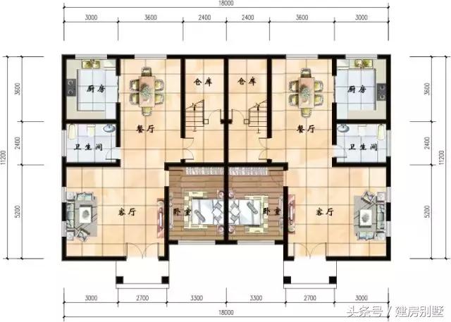 18×11.2米二層雙拼農(nóng)村別墅，讓全家人都滿意的戶型來了