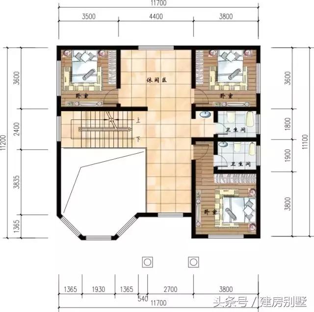 11.7×11.1三層農(nóng)村別墅，坐樓頂亭子里看長天一色
