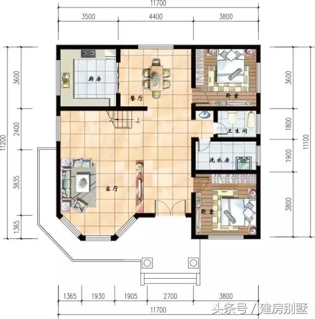 11.7×11.1三層農(nóng)村別墅，坐樓頂亭子里看長天一色