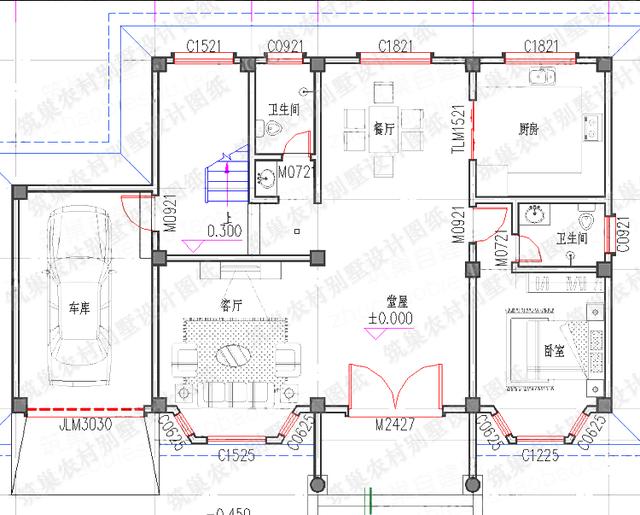 農(nóng)村三層別墅建成效果圖展示：磚混結(jié)構(gòu)造價30萬3廳9室6衛(wèi)帶堂屋套間帶車庫
