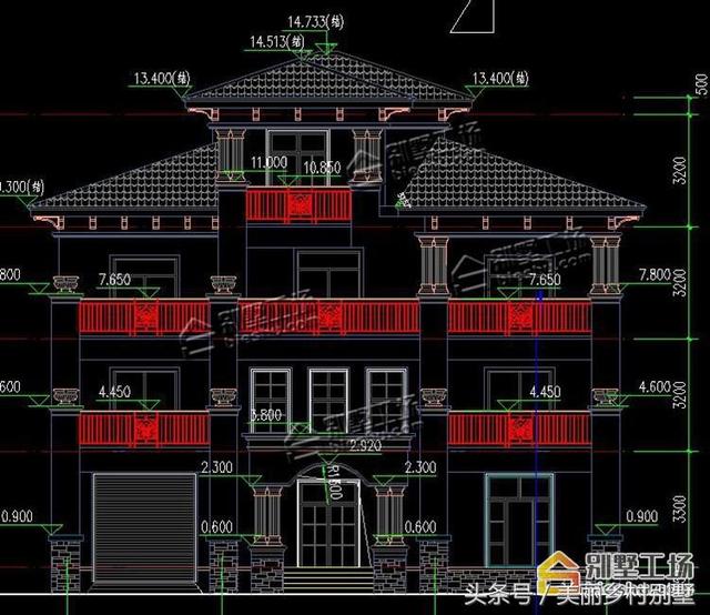 農村三層別墅圖紙帶小閣樓，外觀有層次的美感，穩(wěn)重低調，造價60萬