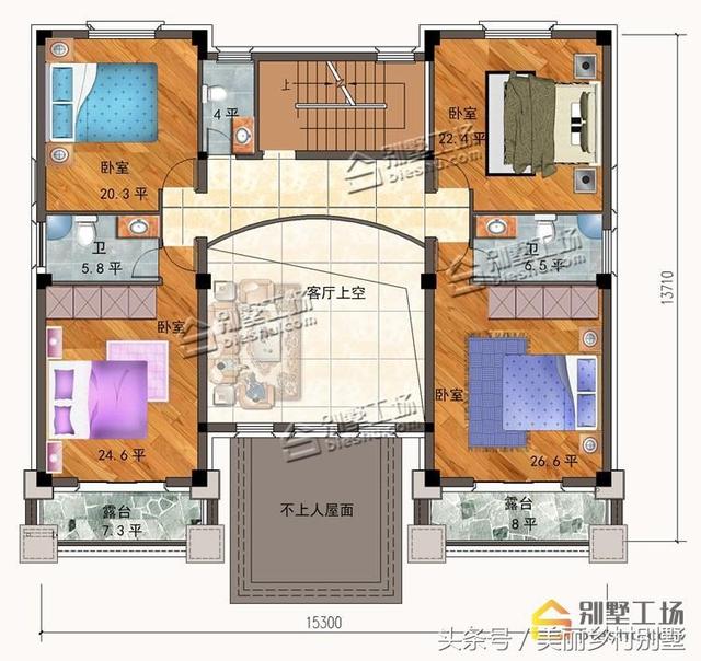農村三層別墅圖紙帶小閣樓，外觀有層次的美感，穩(wěn)重低調，造價60萬