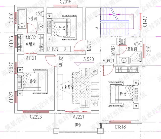 三層別墅建成效果圖：簡(jiǎn)單易建25萬(wàn)120㎡3廳5室4衛(wèi)帶落地窗套間帶露臺(tái)