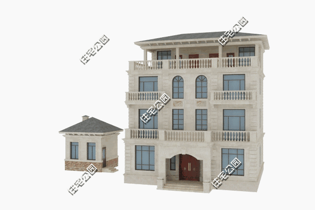 四層雙拼農(nóng)村別墅設計圖12.5x12.5米，內(nèi)設堂屋老人房影音室，外觀精致又大氣