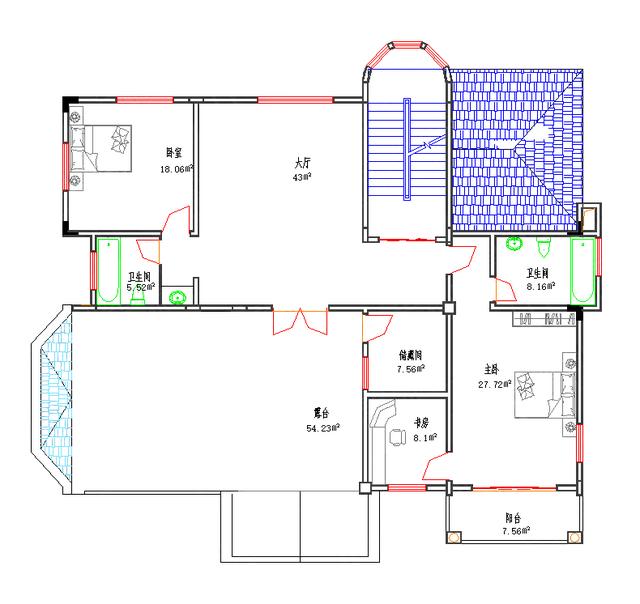 三層江南風(fēng)70萬3廳7臥16×16復(fù)式別墅設(shè)計(jì)圖，帶陽臺(tái)娛樂室車庫，外觀豪華大氣