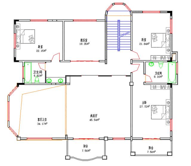 三層江南風(fēng)70萬3廳7臥16×16復(fù)式別墅設(shè)計(jì)圖，帶陽臺(tái)娛樂室車庫，外觀豪華大氣
