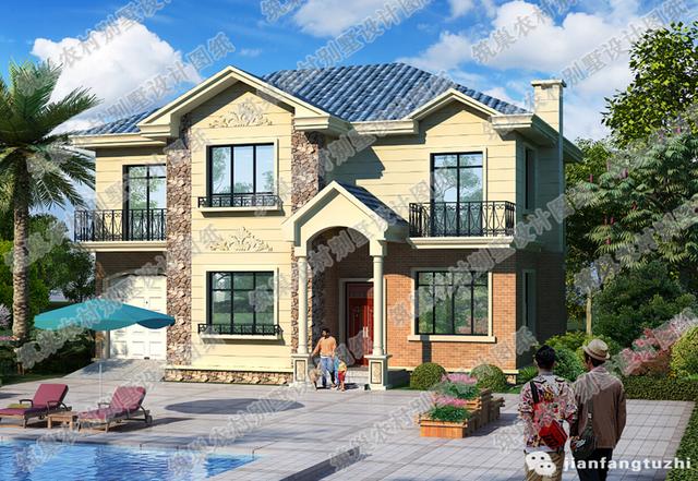 三層江南風(fēng)70萬3廳7臥16×16復(fù)式別墅設(shè)計(jì)圖，帶陽臺(tái)娛樂室車庫，外觀豪華大氣