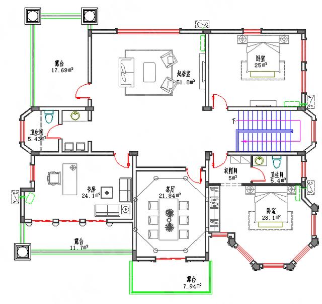 二層豪華歐式城堡別墅圖，造價40萬2廳4室17×15帶涼亭茶廳棋牌室套間，打造超完美視覺感受