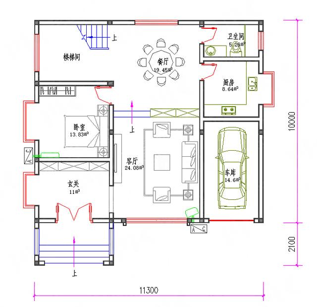 三層復式別墅全套Cad施工圖26萬3廳4室11×10帶車庫活動室涼亭