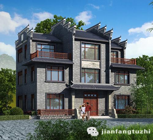 清雅簡(jiǎn)淡的三層徽派別墅圖50萬(wàn)3廳6室5衛(wèi)16×11帶中堂套房，因陋就簡(jiǎn)的樸素美