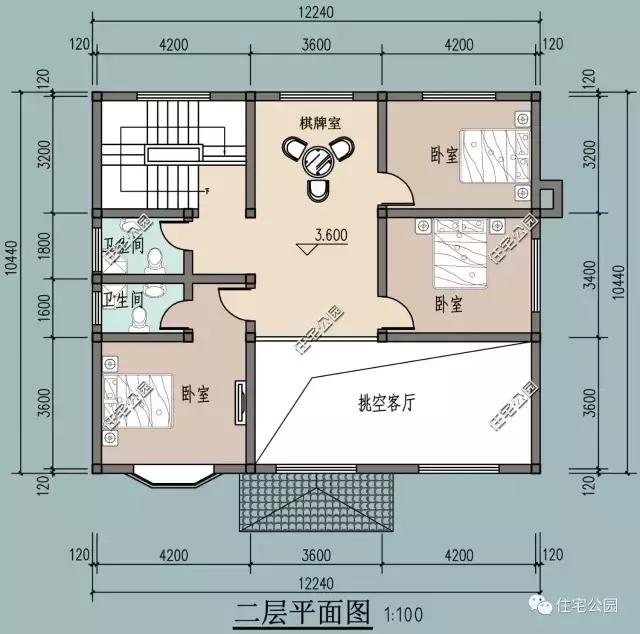 12X12米別墅戶型，經(jīng)典田園，造價23萬！