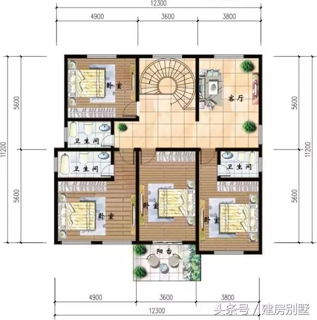 12.3×11.2米二層農(nóng)村別墅，簡單大方，大眾適用戶型