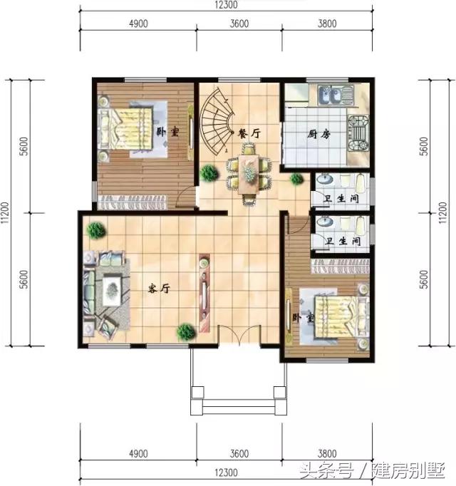 12.3×11.2米二層農(nóng)村別墅，簡單大方，大眾適用戶型