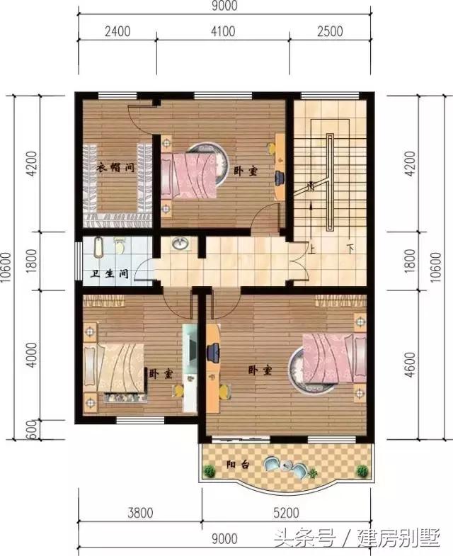 9×10.6米三層農(nóng)村別墅，占地面積不超100平米的最佳戶型