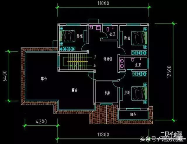 16×12.5米兩層農(nóng)村別墅，堂屋書(shū)屋車庫(kù)露臺(tái)一樣不落