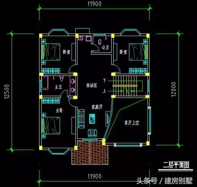 11.9×12.5米三層農(nóng)村別墅，最愛(ài)的飄窗每個(gè)臥室都有