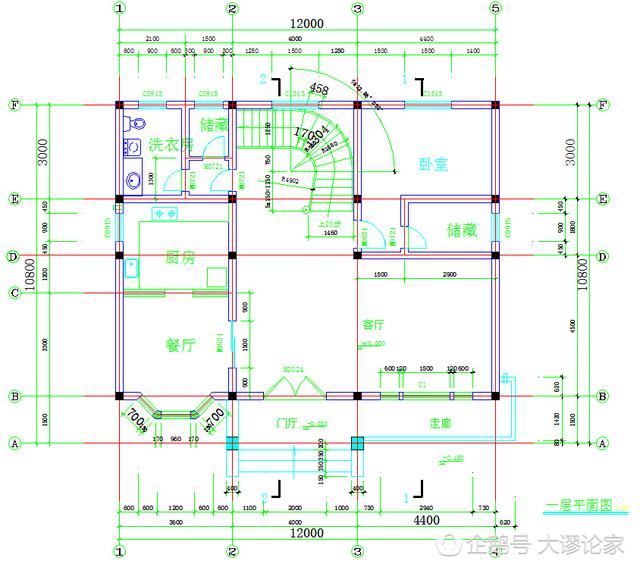 帶旋轉(zhuǎn)樓梯的農(nóng)村別墅戶型，建好了就是人生贏家