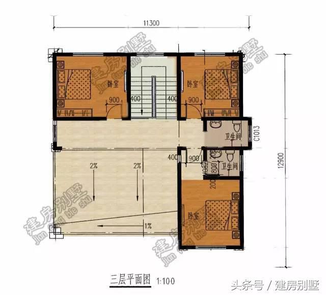 11.3×12.9米三層農(nóng)村別墅，經(jīng)典不過時(shí)戶型