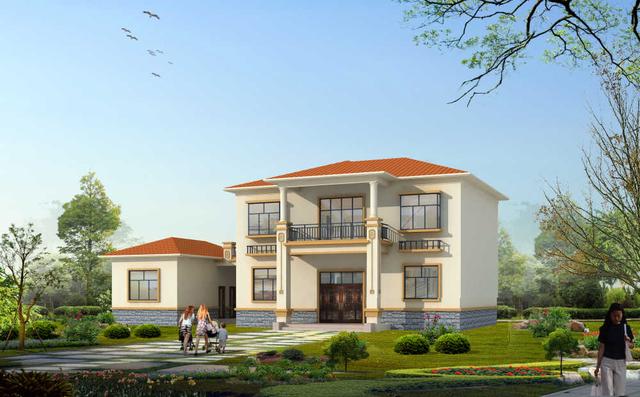 18萬帶堂屋的二層農村別墅，廚房單獨建好不好 含平面和立面圖