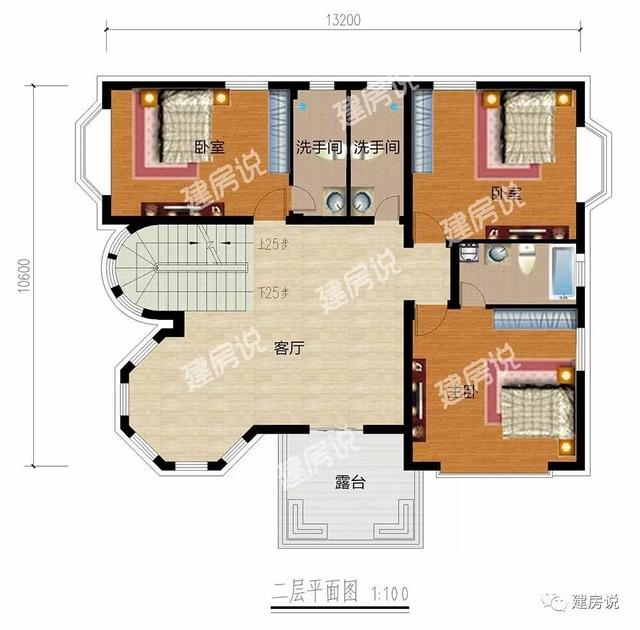 多臥室的三層農(nóng)村別墅，既簡約大氣又有時尚感