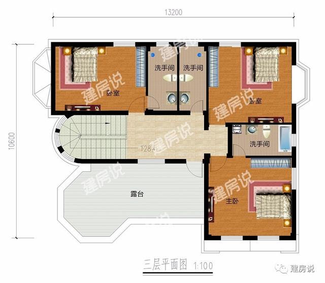 多臥室的三層農(nóng)村別墅，既簡約大氣又有時尚感