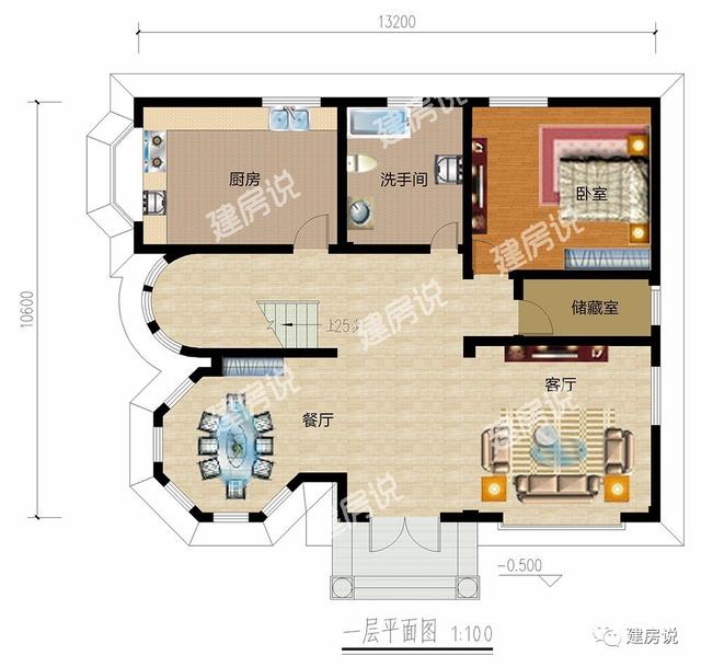 多臥室的三層農(nóng)村別墅，既簡約大氣又有時尚感