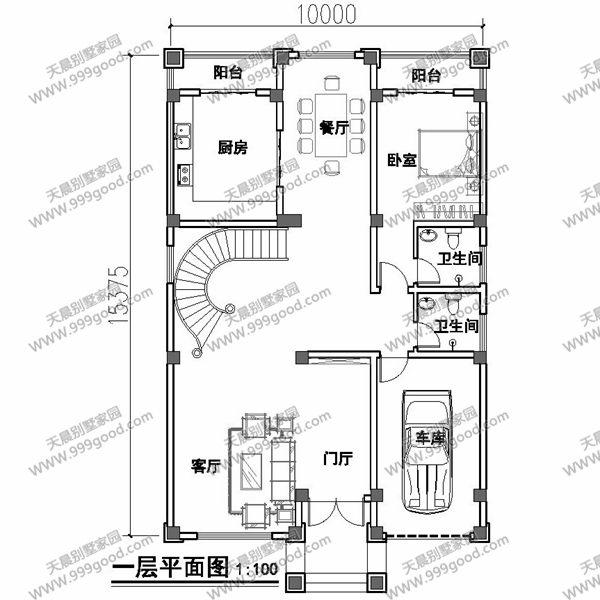 6套面寬10米左右的別墅圖紙，用地面寬小就這樣建！