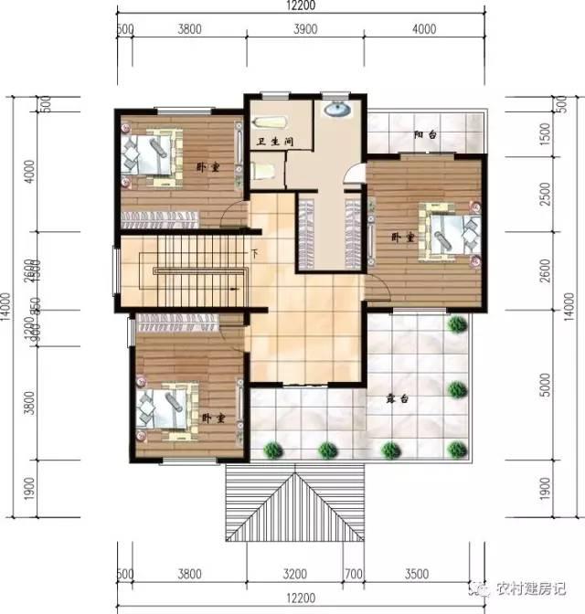 12.2×14米挑空客廳三層農(nóng)村別墅，這樣的房子你建不建