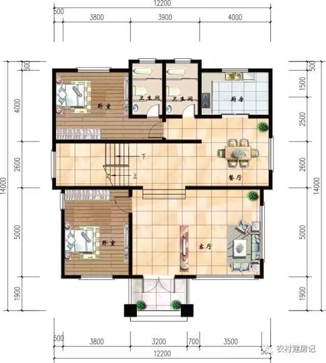 12.2×14米挑空客廳三層農(nóng)村別墅，這樣的房子你建不建