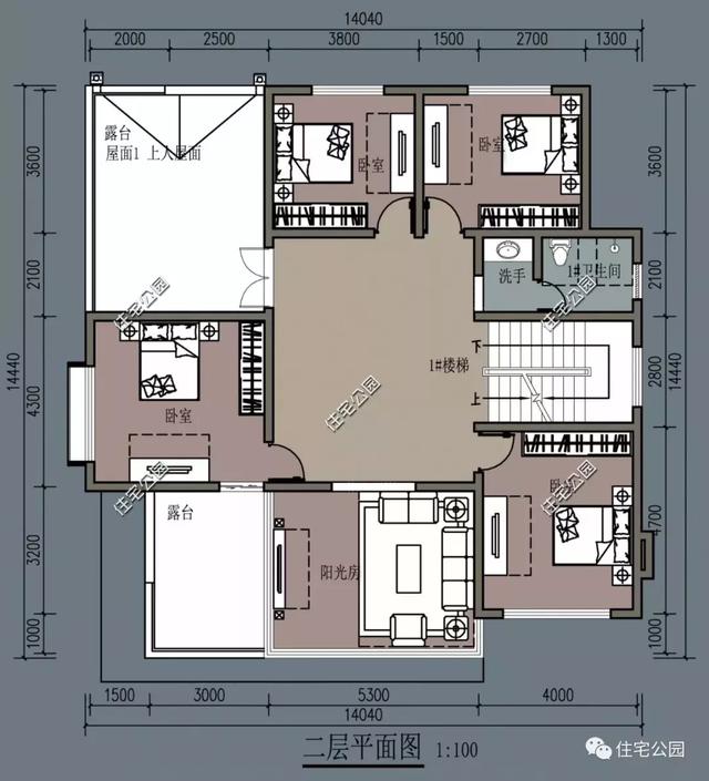 14×14米二層別墅圖，時尚而具有藝術(shù)氣質(zhì)的外觀造型，讓人印象深刻。