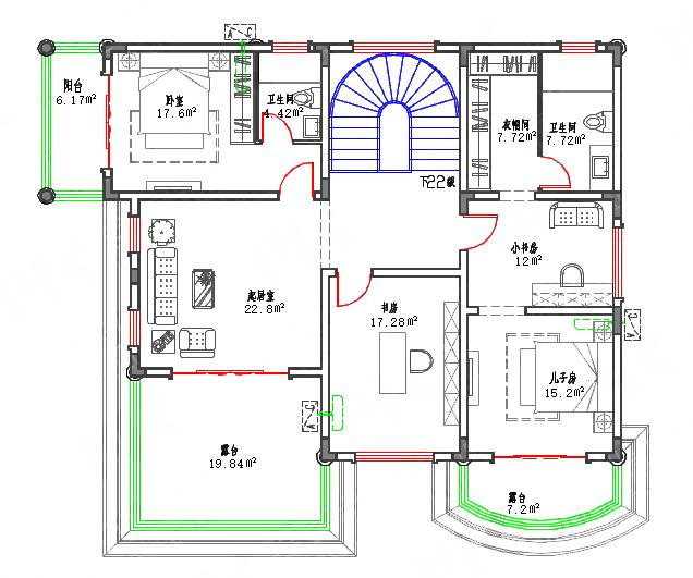 復(fù)式三層70萬180㎡別墅施工圖，帶地下室酒窖家庭影院吧臺(tái)，將住房和娛樂完美結(jié)合的農(nóng)村別墅戶型圖