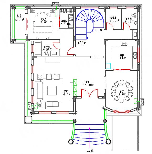 復(fù)式三層70萬180㎡別墅施工圖，帶地下室酒窖家庭影院吧臺(tái)，將住房和娛樂完美結(jié)合的農(nóng)村別墅戶型圖