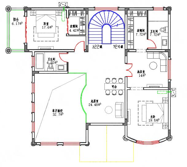 復(fù)式三層70萬180㎡別墅施工圖，帶地下室酒窖家庭影院吧臺(tái)，將住房和娛樂完美結(jié)合的農(nóng)村別墅戶型圖